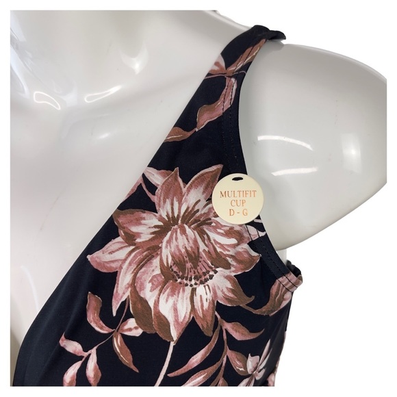 Artesands Delacroix Cross Front Floral D-Cup & Up Bikini Top in Black Size 8 - Picture 4 of 12